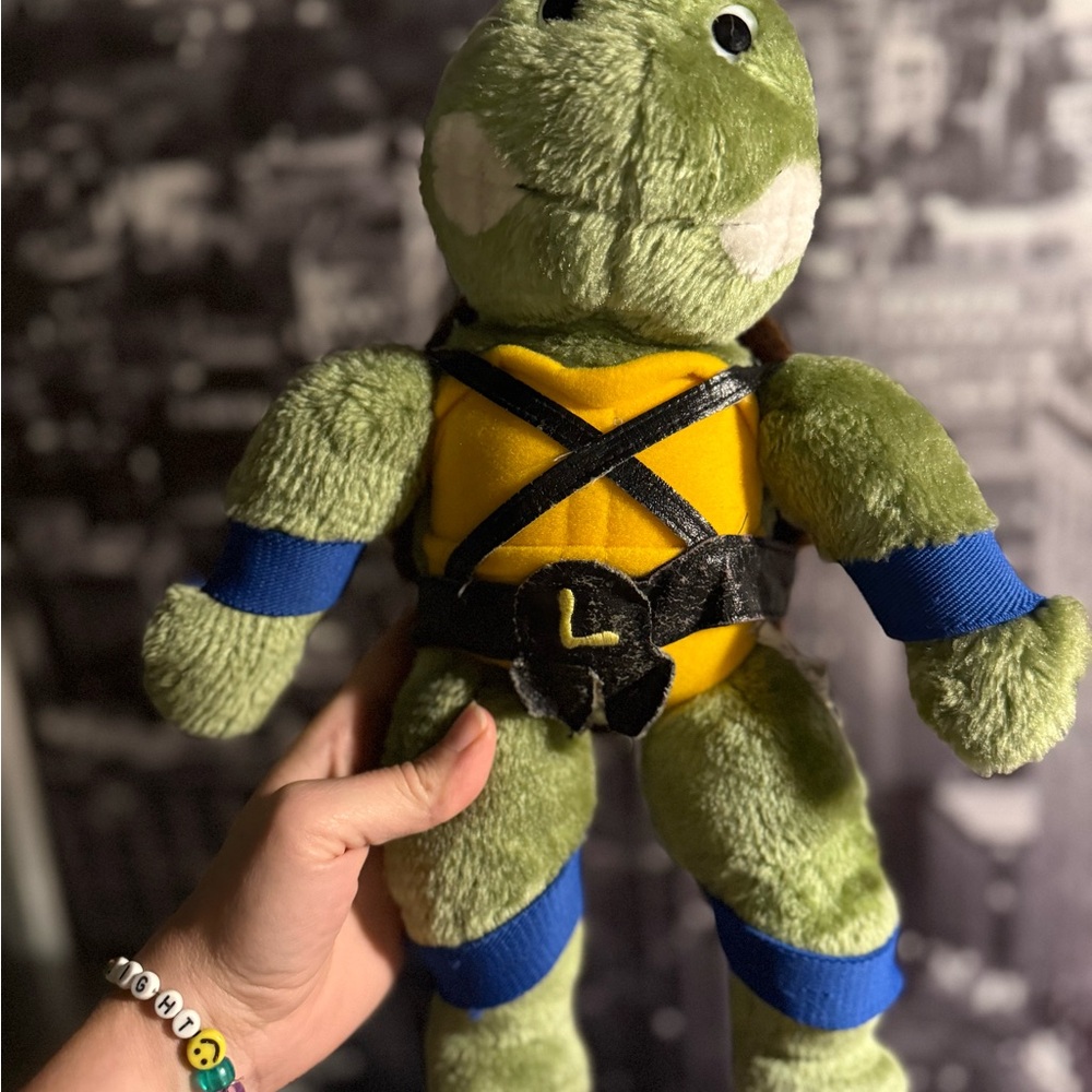 1990’s Leonardo TMNT Green and Blue Plush Turtle Toy